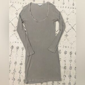 James Perse Hunter Ribbed Scoopneck Long-Sleeve Dress, 2 (Medium)